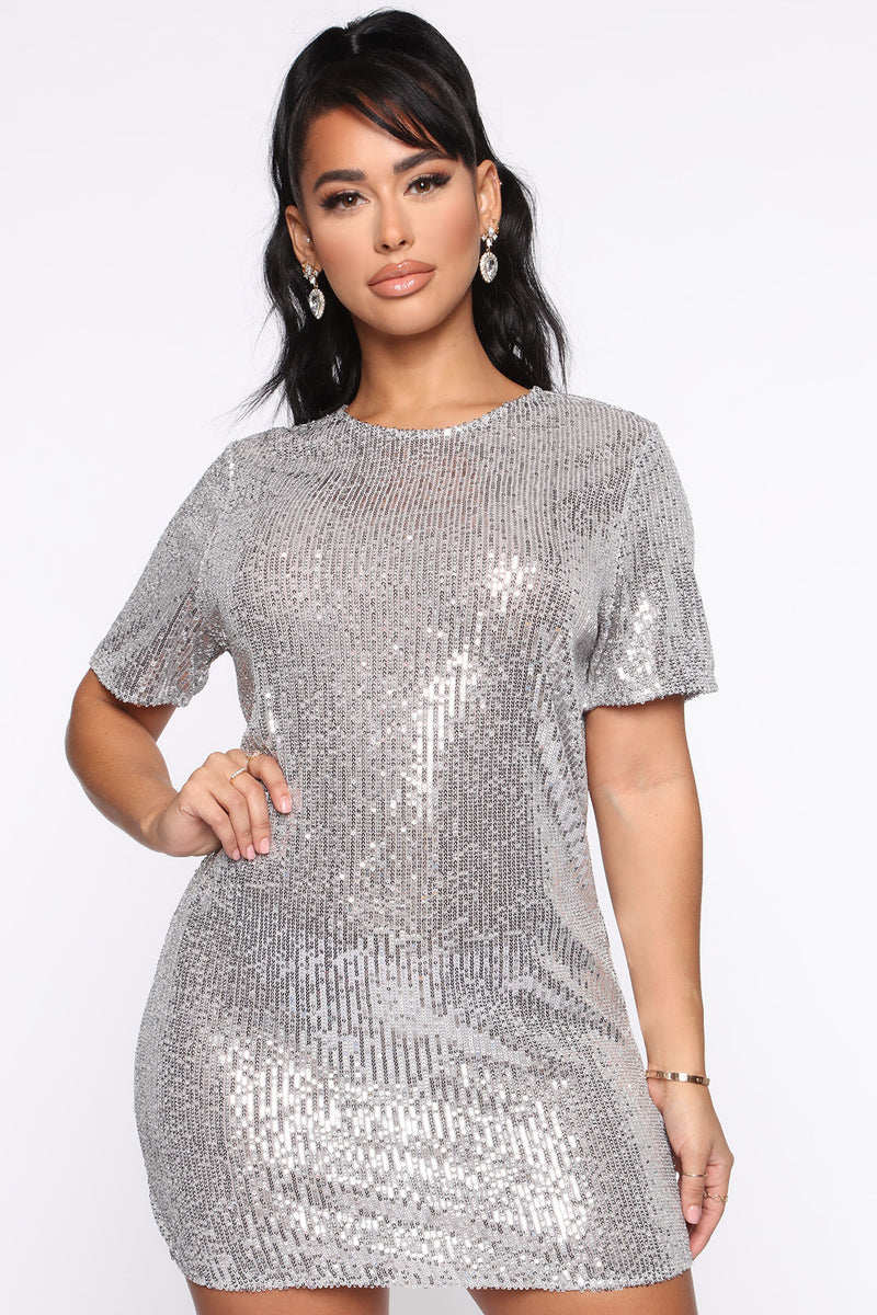 Nonchalant Mood Sequin T Shirt Dress ...